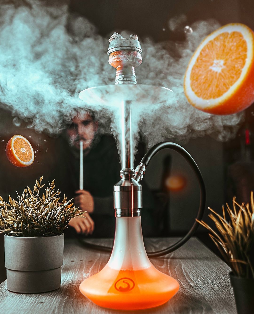 Drinks and snacks with hookah